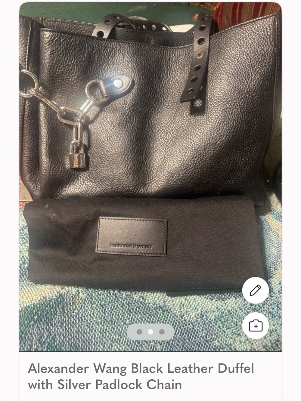 Alexander Wang Black Leather Tote with Silver Padlock Chair